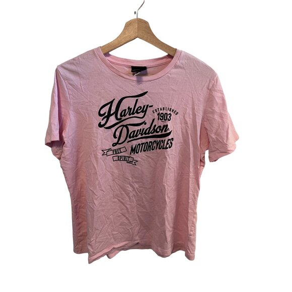 Harley Davidson Pink Short Sleeve Tshirt Women's Size Large Motorcycle Tee - Picture 1 of 5